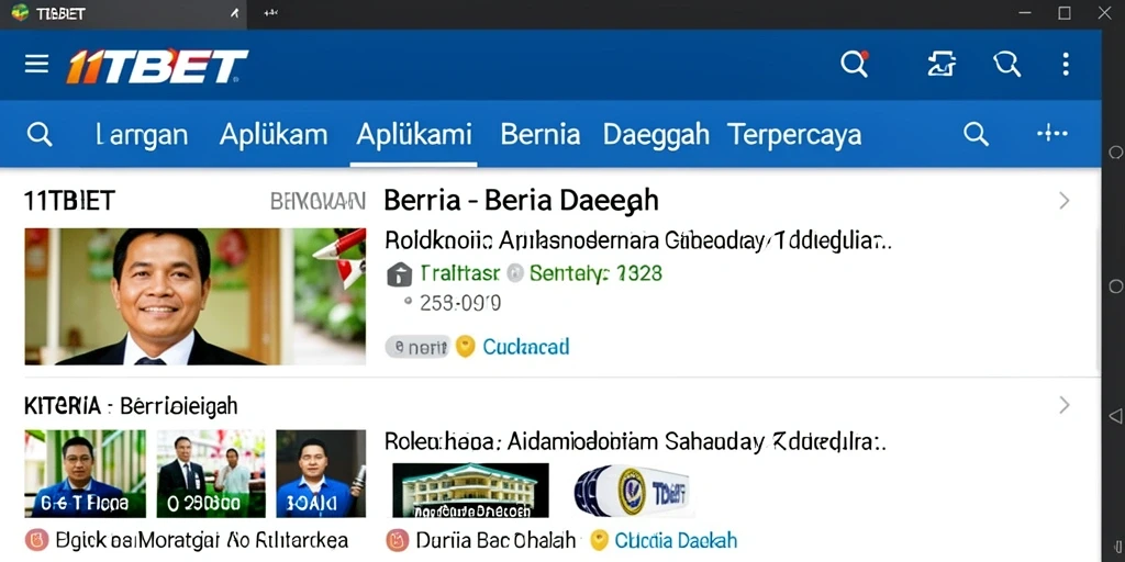 Antarmuka aplikas 11TBET menampilkan berita daerah yang mudah diakses.