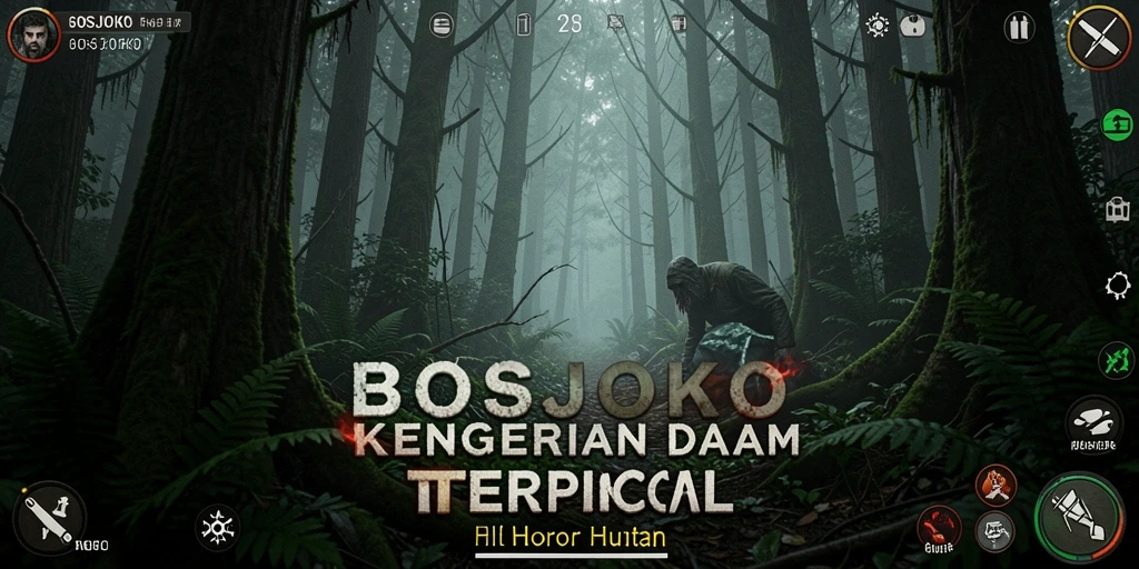 Antarmuka menakutkan dalam game Horor Hutan yang memikat.