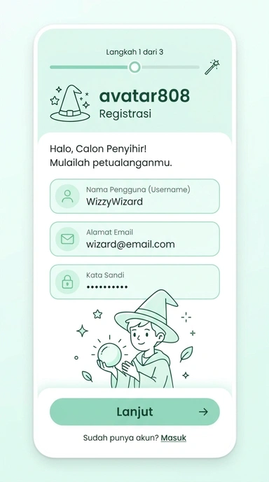 Tampilan halaman daftar avatar808