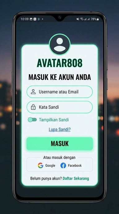 Tampilan halaman login avatar808